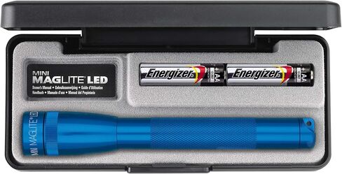ماجليت مصباح يدوي LED صغير 2 خلية ايه ايه مع حافظة، فضي in Kuwait