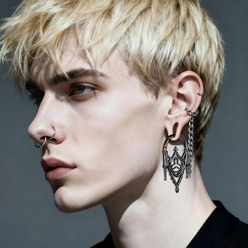 2 Pcs Stainless Steel Ear Weights Chain Style Ear Stretchers for Gauged Ears Expanders for Stretched Lobes Body Piercing Jewelry for Men & Women in Saudi Arabia