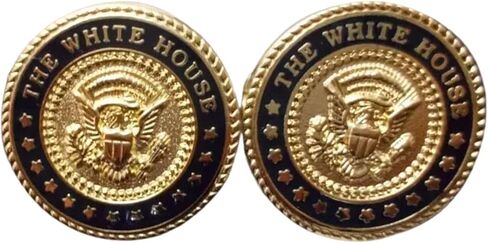 White House Presidential Seal Cufflinks, 24K Gold Plated, Cobalt Blue Background, Formal Wear Accessory in Saudi Arabia