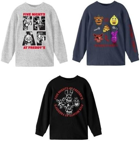 قمصان Bioworld Five Nights at Freddy's Character Art Boy's مكونة من 3 قطع بأكمام طويلة ورقبة دائرية in Kuwait