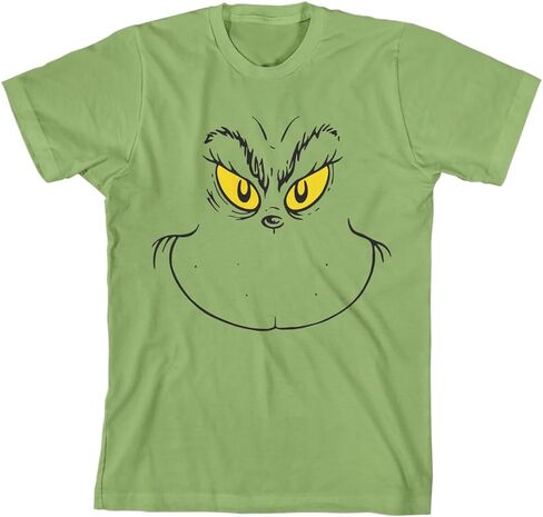 تي شيرت Bioworld The Grinch Face Boys Forest Green Crew بأكمام قصيرة in Kuwait