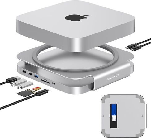 Mac Mini Dock and Stand, USB C Hub with SSD Enclosure for NVME/SATA M.2, 4K HDMI Adapter 10Gbps USB A/C Port, TF/SD Card Reader, Mac Mini Hub for Mac Mini M1/ M2 and Mac Studio | Accessories in Kuwait