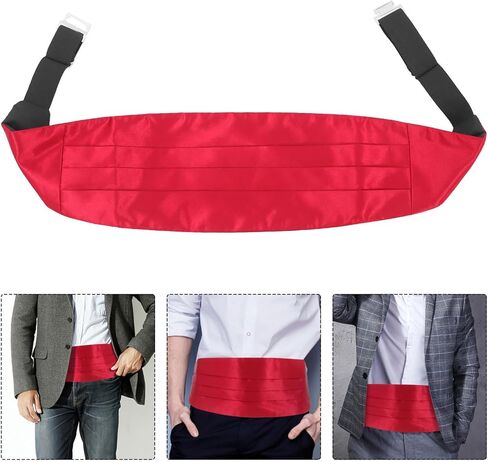BESPORTBLE Men’S Red Satin Cummerbund Tuxedo Accessory Adjustable Formal Waistband for Wedding and Prom Events in Saudi Arabia