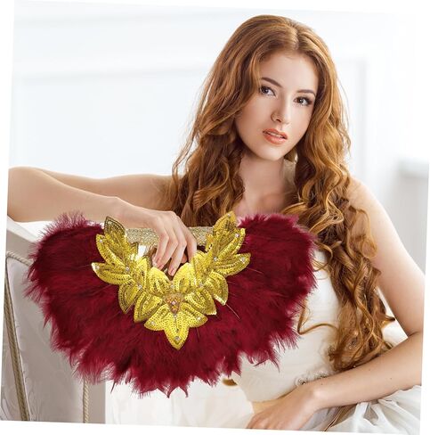 Gadpiparty Decorative Bride Fan Elegant Lace Handheld Plume Fan for Weddings Parties Dance Performances Lightweight Portable Wedding Favor Decoration in Saudi Arabia