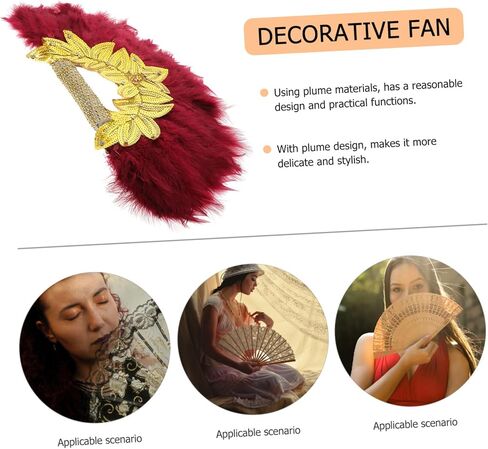 Gadpiparty Decorative Bride Fan Elegant Lace Handheld Plume Fan for Weddings Parties Dance Performances Lightweight Portable Wedding Favor Decoration in Saudi Arabia