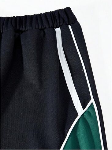OYOANGLE البنات كتلة اللون مخطط الهيب هوب السراويل الترنك مرونة الخصر واسعة الساق Sweatpants Y2K السراويل الفضفاضة in Saudi Arabia