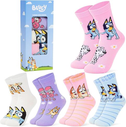 Get Trend Socks for Girls, Pack of 5, Breathable, Soft-Knit Cotton Crew Socks Set, Cozy Gifts for Girls in Saudi Arabia