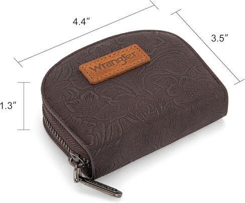 Montana West Wrangler Credit Card Holder for Women Small RFID Blocking Wallet Floral Tooling Coin Purse Coffee in Saudi Arabia