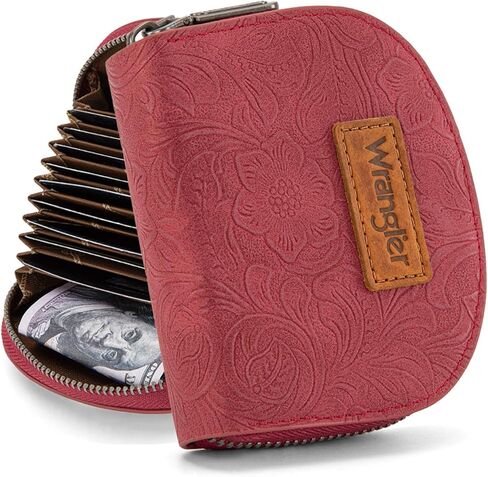 Montana West Wrangler Credit Card Holder for Women Small RFID Blocking Wallet Floral Tooling Coin Purse Coffee in Saudi Arabia