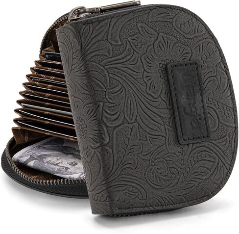 Montana West Wrangler Credit Card Holder for Women Small RFID Blocking Wallet Floral Tooling Coin Purse Coffee in Saudi Arabia