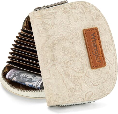 Montana West Wrangler Credit Card Holder for Women Small RFID Blocking Wallet Floral Tooling Coin Purse Coffee in Saudi Arabia