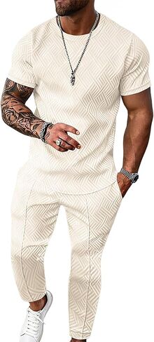 طقم بدلة رياضية للرجال من UOUA مكون من قطعتين بأكمام قصيرة وسروال رياضي للركض in Kuwait