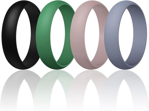 Egnaro Women's Silicone Band Rings 5.5mm Width 3.5mm Thickness, Flexible Workout Rubber Wedding Sets Vaiours Sizes in Saudi Arabia