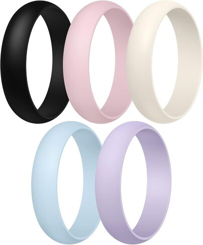 Egnaro Women's Silicone Band Rings 5.5mm Width 3.5mm Thickness, Flexible Workout Rubber Wedding Sets Vaiours Sizes in Saudi Arabia