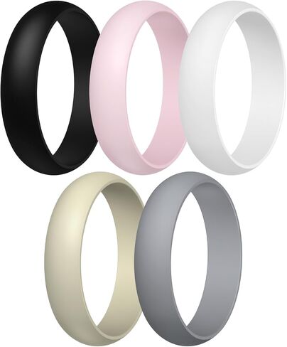 Egnaro Women's Silicone Band Rings 5.5mm Width 3.5mm Thickness, Flexible Workout Rubber Wedding Sets Vaiours Sizes in Saudi Arabia