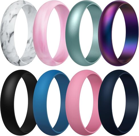 Egnaro Women's Silicone Band Rings 5.5mm Width 3.5mm Thickness, Flexible Workout Rubber Wedding Sets Vaiours Sizes in Saudi Arabia