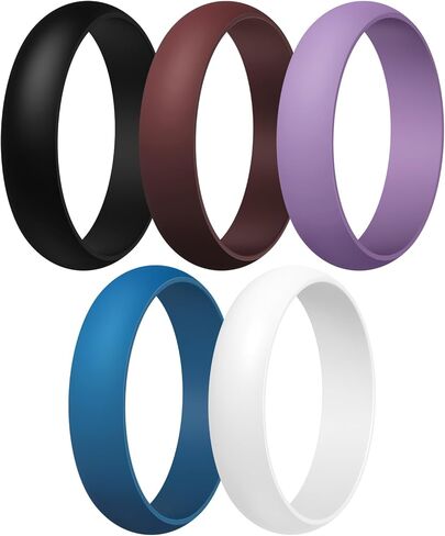 Egnaro Women's Silicone Band Rings 5.5mm Width 3.5mm Thickness, Flexible Workout Rubber Wedding Sets Vaiours Sizes in Saudi Arabia