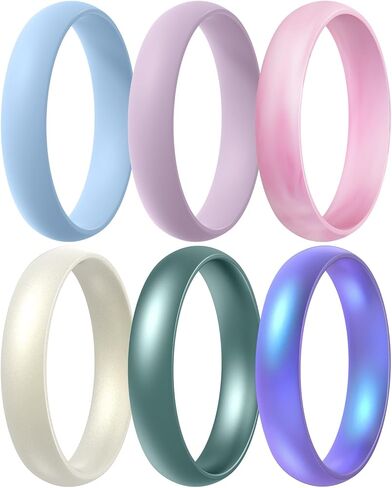 Egnaro Women's Silicone Band Rings 5.5mm Width 3.5mm Thickness, Flexible Workout Rubber Wedding Sets Vaiours Sizes in Saudi Arabia