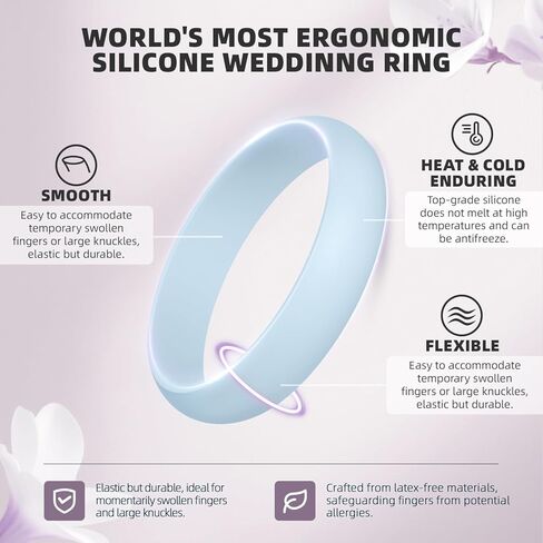 Egnaro Women's Silicone Band Rings 5.5mm Width 3.5mm Thickness, Flexible Workout Rubber Wedding Sets Vaiours Sizes in Saudi Arabia