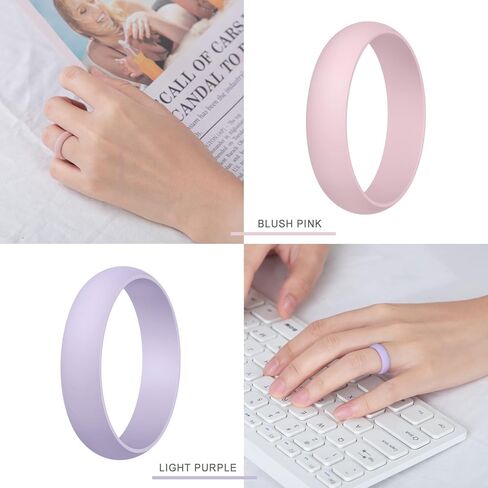 Egnaro Women's Silicone Band Rings 5.5mm Width 3.5mm Thickness, Flexible Workout Rubber Wedding Sets Vaiours Sizes in Saudi Arabia