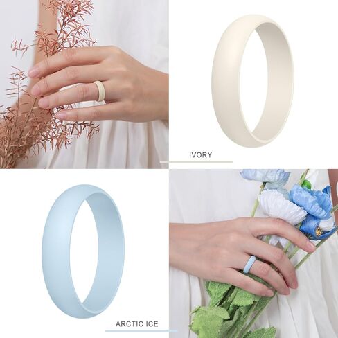 Egnaro Women's Silicone Band Rings 5.5mm Width 3.5mm Thickness, Flexible Workout Rubber Wedding Sets Vaiours Sizes in Saudi Arabia