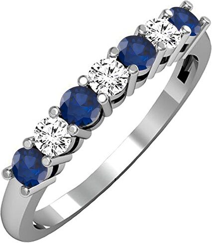 مجموعة Dazzlingrock 2.5 ملم من الأحجار الكريمة المستديرة البديلة والألماس الأبيض 7 أحجار خاتم زفاف للنساء من الذهب الأبيض الصلب عيار 10 قيراط in Kuwait