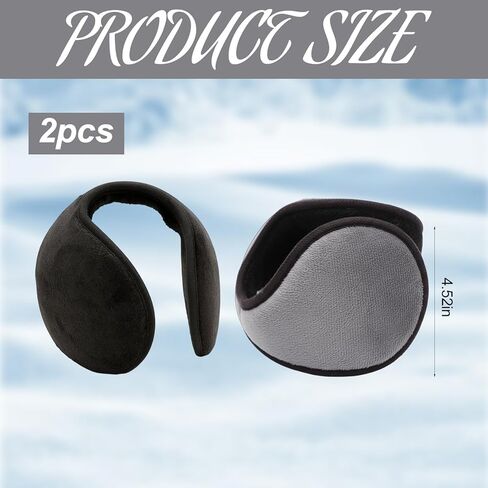 قطعتان من أغطية الأذن الشتوية، أغطية أذن دافئة للرجال والنساء، أغطية أذن مبطنة بالصوف الناعم للطقس البارد، أسود ورمادي in Kuwait