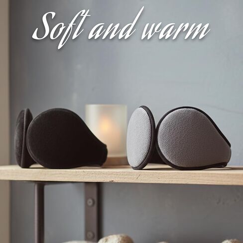 قطعتان من أغطية الأذن الشتوية، أغطية أذن دافئة للرجال والنساء، أغطية أذن مبطنة بالصوف الناعم للطقس البارد، أسود ورمادي in Kuwait