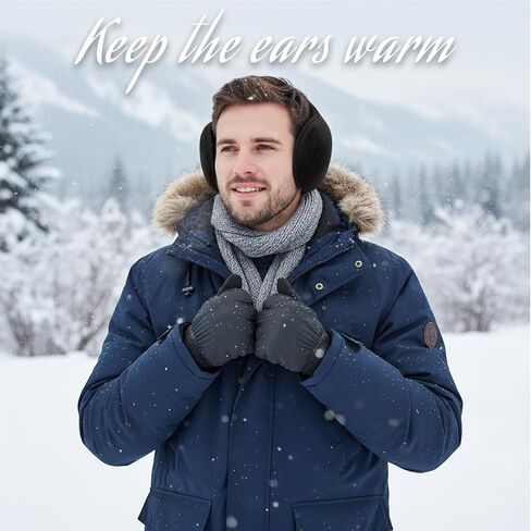 قطعتان من أغطية الأذن الشتوية، أغطية أذن دافئة للرجال والنساء، أغطية أذن مبطنة بالصوف الناعم للطقس البارد، أسود ورمادي in Kuwait