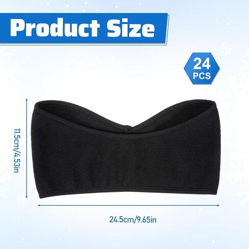 24 Pcs Ear Warmer Headband Bulk, Winter Warm Earmuffs for Men Women Black Polyester Elastic Ear Covers Headband for Cycling, Running, Outdoor Sports in Cold Weather in Kuwait