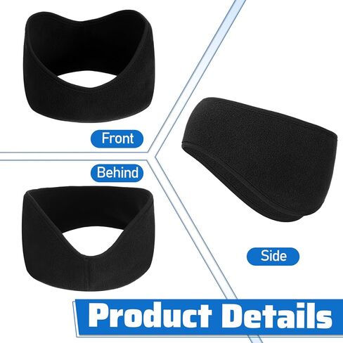 24 Pcs Ear Warmer Headband Bulk, Winter Warm Earmuffs for Men Women Black Polyester Elastic Ear Covers Headband for Cycling, Running, Outdoor Sports in Cold Weather in Kuwait