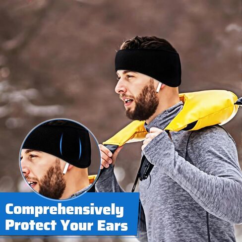 24 Pcs Ear Warmer Headband Bulk, Winter Warm Earmuffs for Men Women Black Polyester Elastic Ear Covers Headband for Cycling, Running, Outdoor Sports in Cold Weather in Kuwait