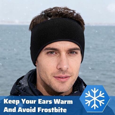 24 Pcs Ear Warmer Headband Bulk, Winter Warm Earmuffs for Men Women Black Polyester Elastic Ear Covers Headband for Cycling, Running, Outdoor Sports in Cold Weather in Kuwait