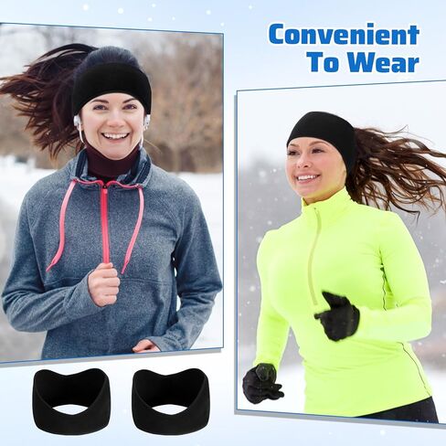 24 Pcs Ear Warmer Headband Bulk, Winter Warm Earmuffs for Men Women Black Polyester Elastic Ear Covers Headband for Cycling, Running, Outdoor Sports in Cold Weather in Kuwait
