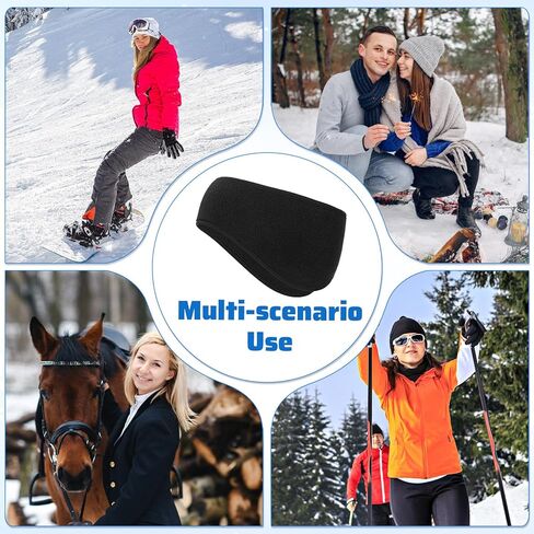 24 Pcs Ear Warmer Headband Bulk, Winter Warm Earmuffs for Men Women Black Polyester Elastic Ear Covers Headband for Cycling, Running, Outdoor Sports in Cold Weather in Kuwait