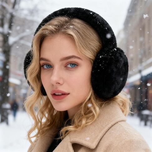 Ear Muffs for Women Mens, Winter Faux Fur Earmuffs, Fluffy Cute Earmuffs, Foldable Ear Warmers for Mens Cold Outdoor in Saudi Arabia