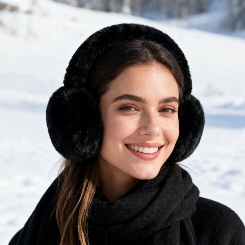 Ear Muffs for Women Mens, Winter Faux Fur Earmuffs, Fluffy Cute Earmuffs, Foldable Ear Warmers for Mens Cold Outdoor in Saudi Arabia