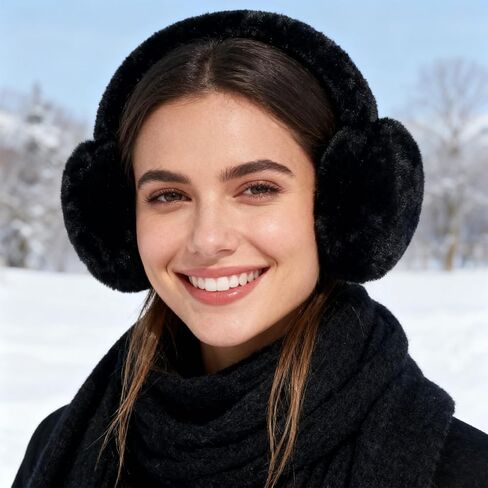 Ear Muffs for Women Mens, Winter Faux Fur Earmuffs, Fluffy Cute Earmuffs, Foldable Ear Warmers for Mens Cold Outdoor in Saudi Arabia