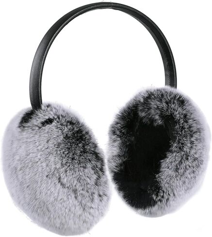 Adjustable Real Rex Rabbit Fur Earmuffs- Soft Warm Ear Muffs for Winter Women Men in Saudi Arabia