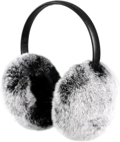 Adjustable Real Rex Rabbit Fur Earmuffs- Soft Warm Ear Muffs for Winter Women Men in Saudi Arabia