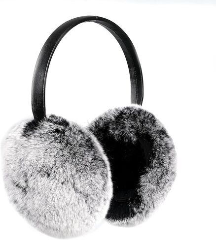 Adjustable Real Rex Rabbit Fur Earmuffs- Soft Warm Ear Muffs for Winter Women Men in Saudi Arabia