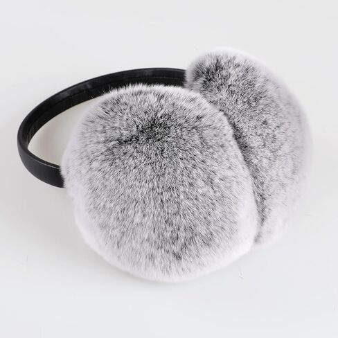Adjustable Real Rex Rabbit Fur Earmuffs- Soft Warm Ear Muffs for Winter Women Men in Saudi Arabia