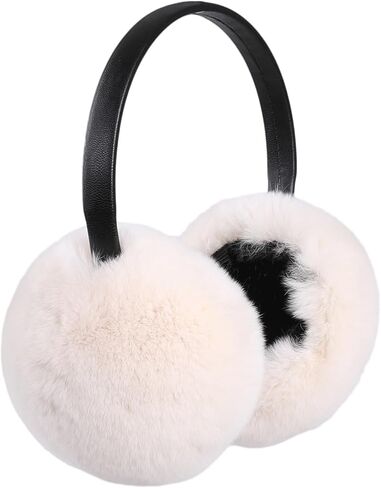 Adjustable Real Rex Rabbit Fur Earmuffs- Soft Warm Ear Muffs for Winter Women Men in Saudi Arabia