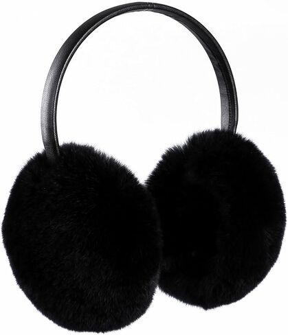 Adjustable Real Rex Rabbit Fur Earmuffs- Soft Warm Ear Muffs for Winter Women Men in Saudi Arabia