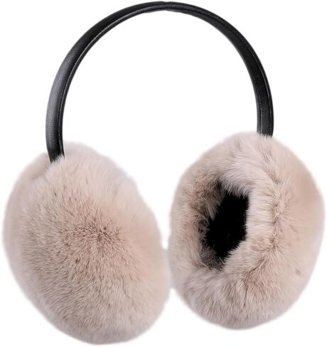 Adjustable Real Rex Rabbit Fur Earmuffs- Soft Warm Ear Muffs for Winter Women Men in Saudi Arabia