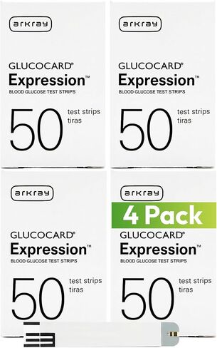 ARKRAY GLUCOCARD Expression Blood Glucose Test Strips - No Coding, 0.8 Microliter & Fast 6-Second Results - Compatible with GLUCOCARD Expression Blood Glucose Meter - 200 Count (4 Packs of 50) in Saudi Arabia