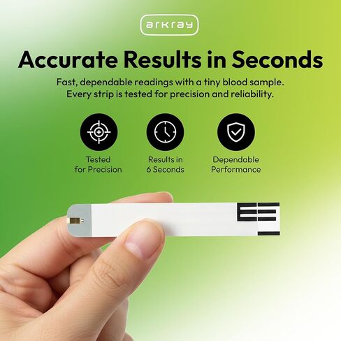 شرائط اختبار الجلوكوز في الدم من ARKRAY GLUCOCARD - بدون ترميز، 0.8 ميكروليتر ونتائج سريعة خلال 6 ثوانٍ - متوافقة مع جهاز قياس السكر في الدم من GLUCOCARD - عدد 200 (4 عبوات من 50) in Kuwait