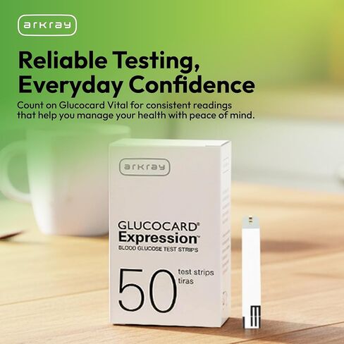 شرائط اختبار الجلوكوز في الدم من ARKRAY GLUCOCARD - بدون ترميز، 0.8 ميكروليتر ونتائج سريعة خلال 6 ثوانٍ - متوافقة مع جهاز قياس السكر في الدم من GLUCOCARD - عدد 200 (4 عبوات من 50) in Kuwait