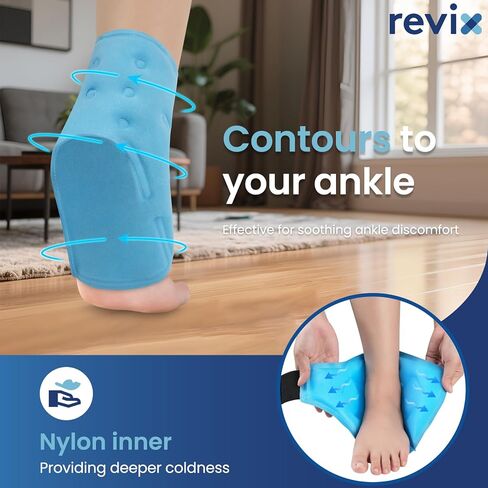 REVIX Ankle Ice Pack Wrap – Reusable Gel Cold Compression for Foot Discomfort, Ice Wrap for Feet Swelling and Recovery, Plantar Fasciitis, Achilles Tendonitis, and Sprained Ankles in Saudi Arabia