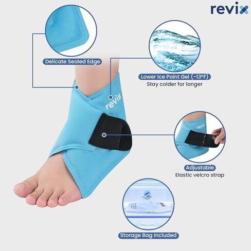 REVIX Ankle Ice Pack Wrap – Reusable Gel Cold Compression for Foot Discomfort, Ice Wrap for Feet Swelling and Recovery, Plantar Fasciitis, Achilles Tendonitis, and Sprained Ankles in Saudi Arabia